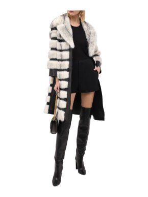 Saint Laurent Shadow Mink Fur & Lamb Leather Coat