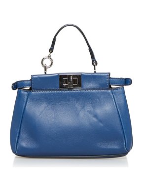 Fendi Micro Peekaboo Blue Leather Top Handle Bag