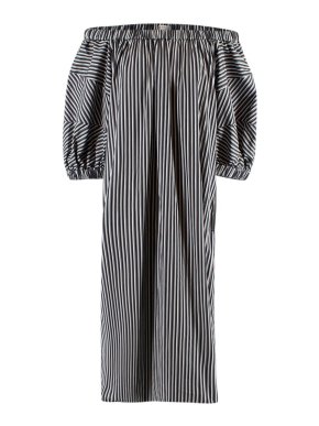 Brunello Cucinelli Striped Off-Shoulder Dress