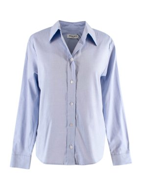 Serena Bute Striped Panel Blue Cotton Shirt