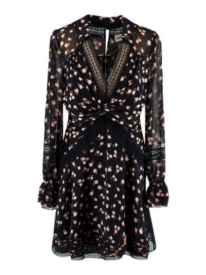 Self Portrait Ditsy Floral Printed Twist Front Mini Dress