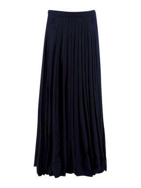 JW Anderson Navy Wool Pleated Kilt Maxi Skirt