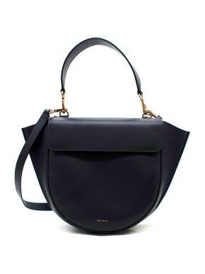 Wandler Hortensia Medium Navy Leather Tote Bag