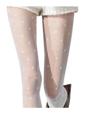 Chanel White CC Logo Tights