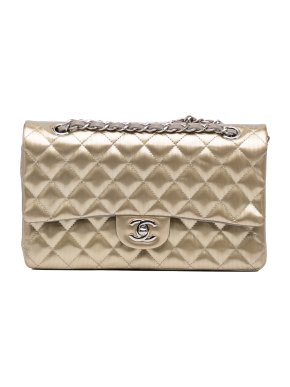 Chanel Gold Patent Quilted Medium Double Flap Bag