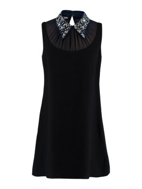 Miu Miu Black & Navy Embellished A-line Dress