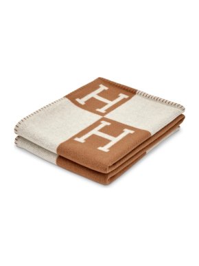Hermes Hermès Ecru Camel Wool & Cashmere Avalon Throw Blanket