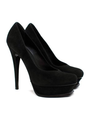 Saint Laurent Black Suede Platform Pumps