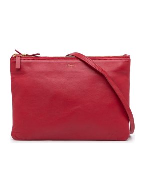 Celine Large Trio Red Leather Crossbody Bag