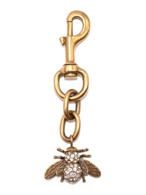 Valentino Gold Tone Crystal Bee Keychain