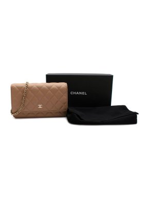 Chanel Dark Beige Lambskin Wallet on Chain