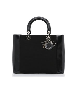 Black Leather Large Lady Dior Bag
