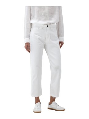 3 X 1 White Distressed Sabina Girlfriend Cropped Jeans