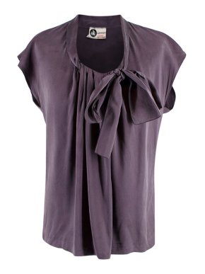 Lanvin Purple Bow Detailed Silk Blouse