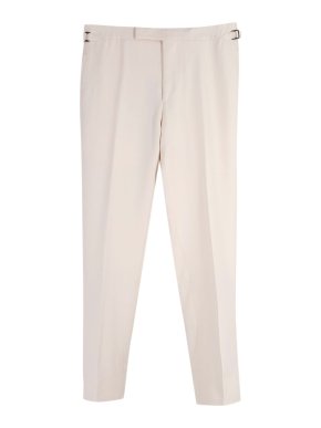Tom Ford Cream Tailored Silk Blend Trousers