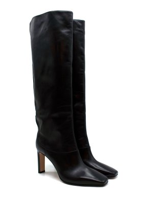 Jimmy Choo Mahesa 85 Black Leather Knee High Boots