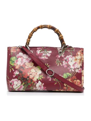 Gucci Medium Blooms Bamboo Shopper Tote Bag