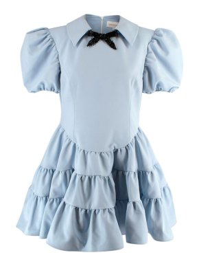 Shushu/Tong Puff-sleeve banded satin mini dress