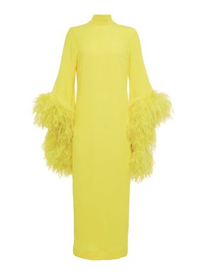 Taller Marmo Del Rio Feather Trimmed Crepe Midi Dress