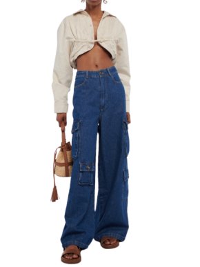 Frankie Shop Hailey Oversized Denim Cargo Trousers