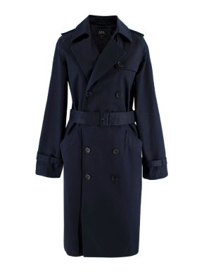 Navy Greta Cotton Blend Trench Coat