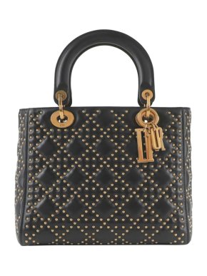 Lambskin Studded Cannage Medium Lady Dior Bag
