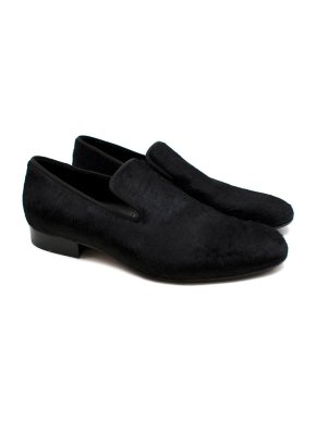 Celine Black Pony Hair Loafers