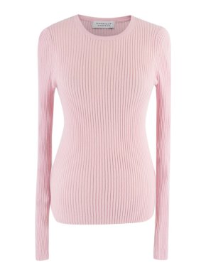 Gabriela Hearst Browning Ribbed Knit Pink Cashmere Top