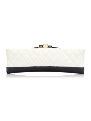 Chanel Lambskin Quilted Two-Tone Pearl Clutch