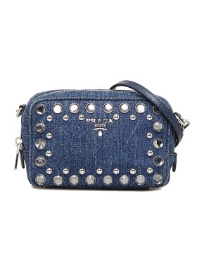 Prada Mini Embellished Denim Crossbody Bag