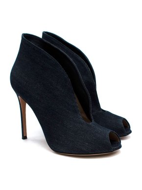 Gianvito Rossi Dark Denim Peep Toe Heels