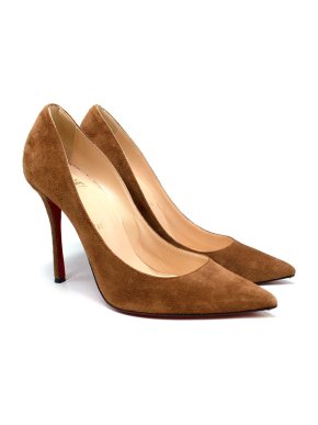 Christian Louboutin Brown Suede Pointed Toe Pumps