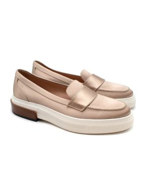 Tod's Nude Satin and Leather Loafers