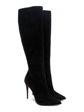 Christian Louboutin Black Suede Knee-high Boots