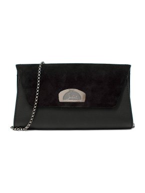 Christian Louboutin Black Suede & Leather Clutch