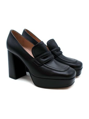 Gianvito Rossi Rouen Black Leather Block Heel Loafers