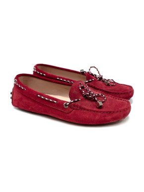 Tod's Red Suede Moccasins