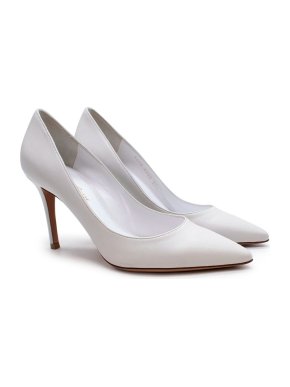 Gianvito Rossi White Leather Pointed Toe Pumps