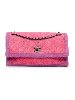 Chanel CC Pink Tweed Flap Shoulder Bag