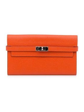 Hermes Orange Epsom Kelly Classic Wallet