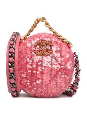 Chanel 19 Round Sequin Clutch With Chain