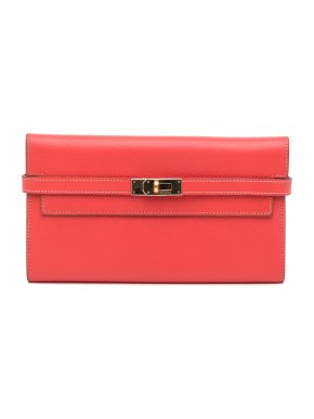 Hermes Rose Jaipur Epsom Kelly Classic Wallet GHW
