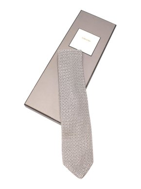 Tom Ford Silver Knitted Silk Tie