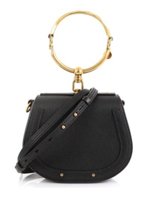 Chloe Small Black Leather Nile Bracelet Bag