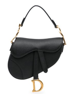Dior Black Grained Calfskin Mini Saddle Bag