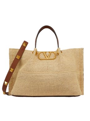 Valentino Garavani VLogo Straw Summer Tote