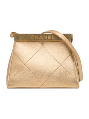 Chanel Golden Beige Kiss Lock Frame Bag