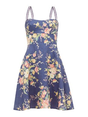 Zimmermann Cobalt Floral Zinnia Dress