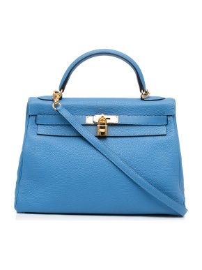 Hermes Blue Paradise Clemence Leather Kelly 32 GHW