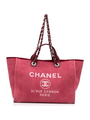 Chanel Deauville Pink Canvas Tote Bag